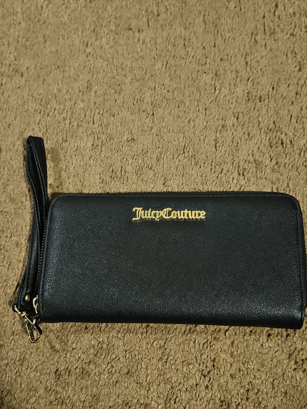 Juicy Couture Black Wristlet Wallet with Gold Logo